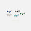 Tiny Triple Stones Climber Stud Earring, White Emerald Turquoise Sapphire Black, Unisex, Gold, Silver SS125, SS126, SS248, SS249, SS250 LR