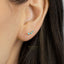 Tiny Triple Stones Climber Stud Earring, White Emerald Turquoise Sapphire Black, Unisex, Gold, Silver SS125, SS126, SS248, SS249, SS250 LR
