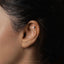 a close up of a person's ear with a nose piercing