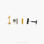 Tiny 3 beads Threadless Flat Back Earring, 20,18,16ga, 5-10mm Unisex, Surgical Steel SHEMISLI SS593
