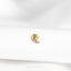 a close up of a gold brooch on a white shirt