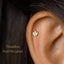 Tiny 3 Leaf White Stone Threadless Flat Back Earring, 20,18,16ga, 5-10mm, Unisex, Surgical Steel, SHEMISLI SS551