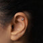 a close up of a person's ear with a diamond in it
