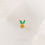 Tiny 2 Leaf Emerald Stone Threadless Flat Back Earring, 20,18,16ga, 5-10mm, Unisex, Surgical Steel, SHEMISLI SS548