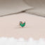 Tiny 2 Leaf Emerald Stone Threadless Flat Back Earring, 20,18,16ga, 5-10mm, Unisex, Surgical Steel, SHEMISLI SS548