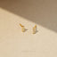 CZ Tiny Bar Stud Earring, Cuboid Rectangle Shape Studs, Unisex, Gold, Silver SHEMISLI SS012