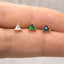 CZ Triangle Stud Earring, White Stone, Emerald, Sapphire, Unisex, Gold, Silver SHEMISLI SS191, SS192, SS238