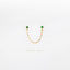 Emerald Studs for Double Piercing, Two Piercings Jewelry, Unisex, Gold, Silver SHEMISLI SS200