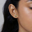Tiny Emerald CZ Flower Stud Earring, Unisex, Gold, Silver SHEMISLI SS137 Butterfly End, SS867 Screw Ball End (Type A)