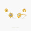 Tiny Sun With Bezel Setting Gem Stud Earring, Unisex, Gold, Silver SHEMISLI SS962 Butterfly End, SS963 Screw Ball End (Type A)