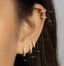 Simple White Stone, Clear CZ Hoop Earring, Huggies, 6, 7, 8, 9, 10, 12mm, Unisex, Gold, Silver SH046, SH047, SH048, SH049, SH050, SH051