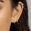 Simple White Stone, Clear CZ Hoop Earring, Huggies, 6, 7, 8, 9, 10, 12mm, Unisex, Gold, Silver SH046, SH047, SH048, SH049, SH050, SH051