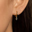 Black Diamond Shape Drop Dangle Hoop Earring, Huggies, Unisex, Gold, Silver SH273