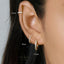 Simple Stone Hoop Earring, White, Emerald, Turquoise, Sapphire, Black, Unisex, Gold, Silver SH040.., SH170.., SH126.., SH376.., SH382..