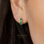 Baguette Lined CZ Hoop, White Stone, Emerald, Turquoise, Sapphire, Black Stone, Unisex, Gold, Silver SH065, SH150, SH333, SH334, SH335