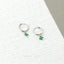 4 leaf Clover Emerald CZ Drop Hoop Earring, Flower Dangle Huggies, Unisex, Gold, Silver SHEMISLI SH541
