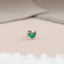 Tiny 2 Leaf Emerald Stone Threadless Flat Back Lip Labret Stud, 18,16ga, 6-10mm, Unisex, Surgical Steel, SHEMISLI SS548