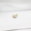 a close up of a white shirt with a gold button