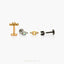Tiny 3 Stones, Opal and White Stones, Threadless Flat Back Earring, 20,18,16ga, 5-10mm Unisex, Surgical Steel SHEMISLI SS895