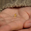 a tiny gold butterfly sitting on someone's hand