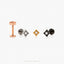Tiny Square Stone Threadless Flat Back Earring, 20,18,16ga, 5-10mm, Unisex, Surgical Steel, SHEMISLI SS556