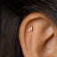 Tiny 3 Leaf White Stone Threadless Flat Back Earring, 20,18,16ga, 5-10mm, Unisex, Surgical Steel, SHEMISLI SS549
