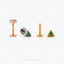 Tiny Triangle Emerald Stone Threadless Flat Back Earring, 20,18,16ga, 5-10mm, Unisex, Surgical Steel, SHEMISLI SS555