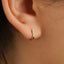 L Shape Small CZ Bar Stud, Hook Hoop Earring, Unisex, Gold, Silver SHEMISLI SS076