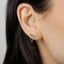 Tiny CZ Bar Earring with Dangle Chain, White Emerald Turquoise Sapphire Black, Unisex, Gold, Silver SHEMISLI SS145 SS265 SS266 SS267 SS268