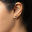 Tiny CZ Bar Earring with Dangle Chain, White Emerald Turquoise Sapphire Black, Unisex, Gold, Silver SHEMISLI SS145 SS265 SS266 SS267 SS268