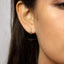 Thin Opal Bezel With CZ Hoop Earring, Huggies, Unisex, Gold, Silver SHEMISLI SH267