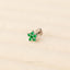 Tiny 5 Petal Flower with Emerald Stones, Threadless Flat Back Tragus Stud, 20,18,16ga, 5-10mm Unisex, Surgical Steel SHEMISLI SS572