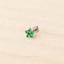 Tiny 5 Petal Flower with Emerald Stones, Threadless Flat Back Nose Stud, 20,18,16ga, 5-10mm Unisex, Surgical Steel SHEMISLI SS572