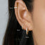 Simple Stone Helix Hoop Earring, White Stone, Emerald, Turquoise, Sapphire, Black, Unisex, Gold, Silver SH040 SH170 SH126 SH376 SH382