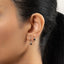 4 Leaf Clover Black CZ Drop Hoop Earrings Stack Set, Flower Dangle Huggies, Unisex, Gold, Silver SHEMISLI SH585, SH544