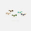 Tiny Triple Stones Climber Stud Earring, White, Emerald, Turquoise, Sapphire, Black, Unisex, Gold, Silver SS125, SS126, SS248, SS249, SS250