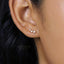 Tiny Triple Stones Climber Stud Earring, White, Emerald, Turquoise, Sapphire, Black, Unisex, Gold, Silver SS125, SS126, SS248, SS249, SS250