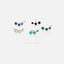 Tiny Triple Stones Climber Stud Earring, White, Emerald, Turquoise, Sapphire, Black, Unisex, Gold, Silver SS125, SS126, SS248, SS249, SS250