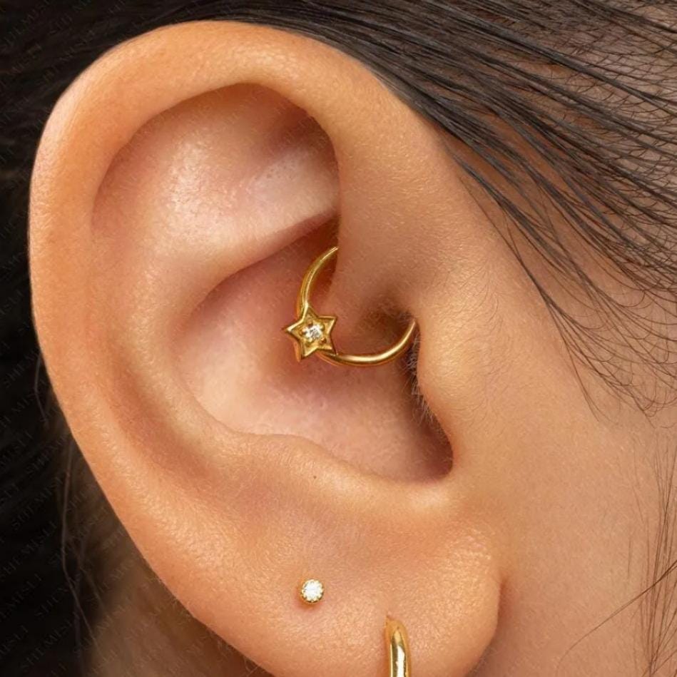 Star Daith Hoop, Clicker Earring, Minimalist Style, A-SH664 SH665