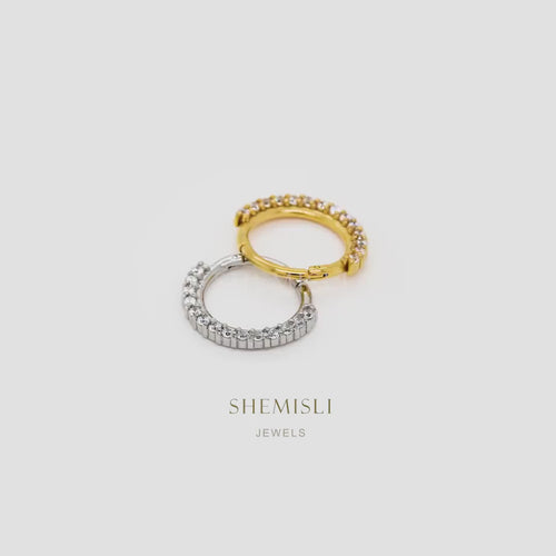 CZ Septum Ring, Hinged Clicker Hoop, Nose Ring, Daith Ring, 16ga 8mm or 10mm, Surgical Steel, SHEMISLI SH243, SH244