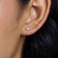 Double Star Studs Earrings, Starburst Pave CZ Studs, Tiny Celestial, Dainty Stacking Earrings, Gold, Silver SHEMISLI SS038 - Shemisli Jewels