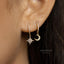 Mismatched Star Moon Hoop Earrings, Pave CZ Drop Huggies, Gold, Silver SHEMISLI - SH115 - Shemisli Jewels