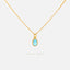 Small Aqua Stone Oval Necklace, Silver or Gold Plated (15.5"+2") SHEMISLI - SN009
