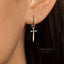 Dagger Sword CZ Dangle Hoop Earrings, Gold, Silver SHEMISLI SH513 - Shemisli Jewels