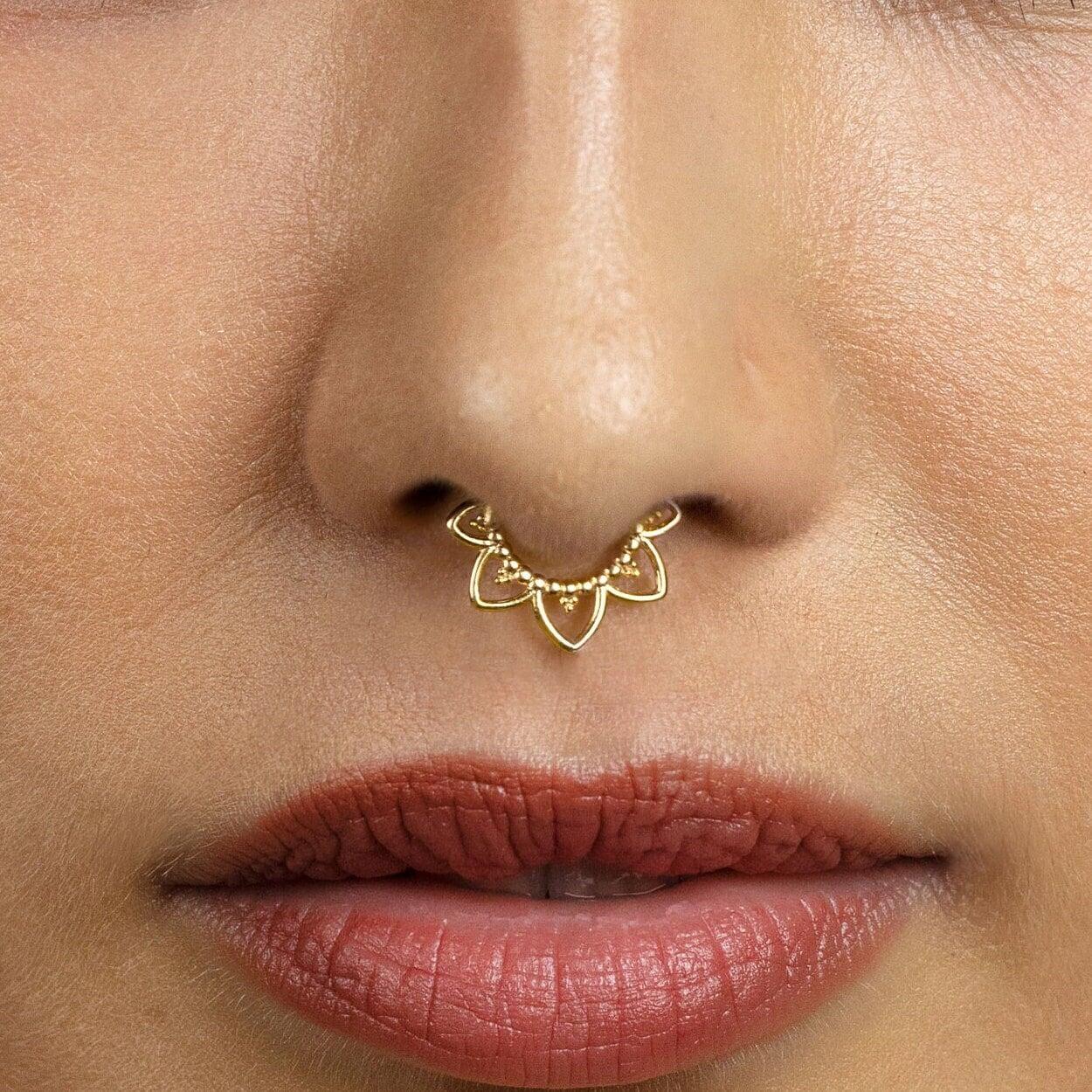 Nose Stud Custom Septum Ring Flower Septum Ring, Nose Ring, Daith