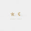 Mismatched Moon and Star Stud, Celestial Earrings, 5 Pointed Star CZ Studs, Mini Studs, Unisex, Gold, Silver SS085