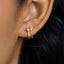 Double-lined Emerald Stud Hoop Earrings, Gold, Silver - SS124 LR - Shemisli Jewels