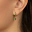 Marquise Emerald CZ Drop Hoop Earring, Huggies, Unisex, Gold, Silver SHEMISLI SH595