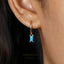 Baguette CZ Drop Hoop Earrings, White, Emerald, Turquoise, Sapphire, Black, Huggies, Unisex, Gold, Silver SH071, SH072, SH125, SH313, SH314