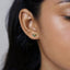 Tiny Emerald CZ Flower Studs Earrings, Unisex, Gold, Silver SHEMISLI SS137 Butterfly End, SS867 Screw Ball End (Type A)